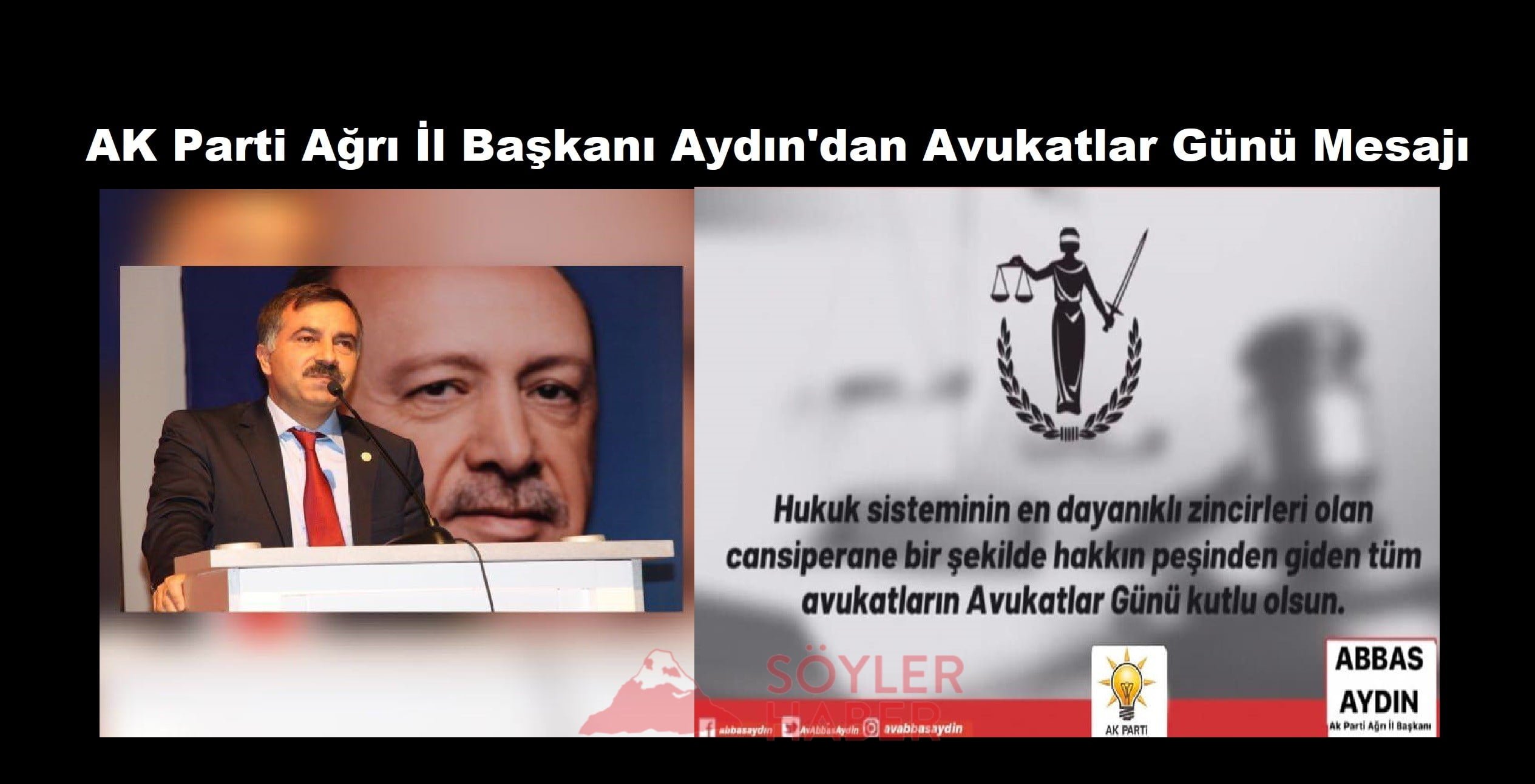 AK PARTİ AĞRI İL BAŞKANI AYDIN'IN AVUKATLAR GÜNÜ MESAJI