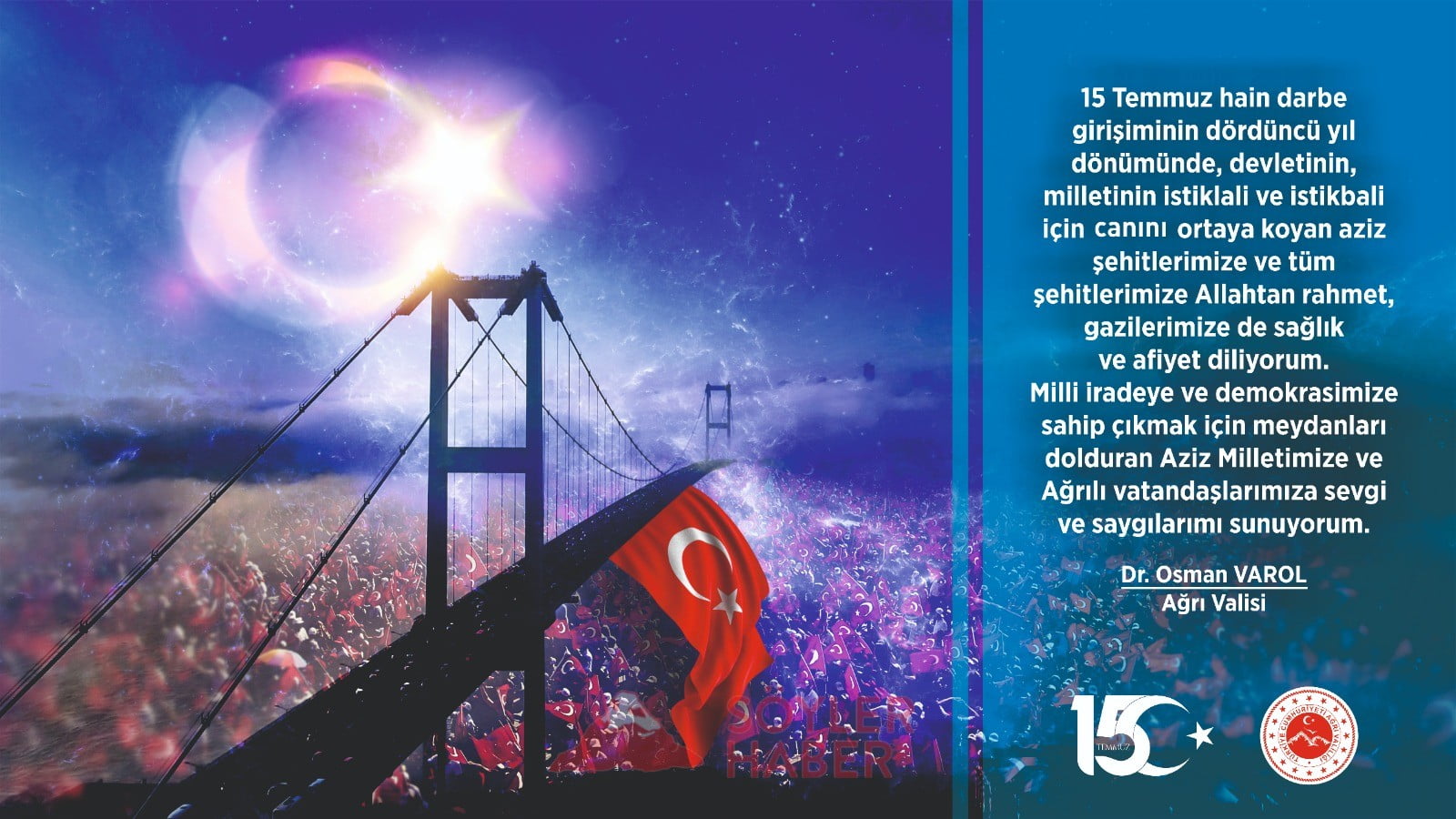 Vali Varol'un 15 Temmuz Mesajı