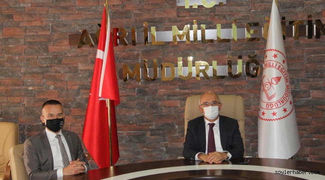 MEB Genel Müdürü Dr. Sadri Şensoy İl Milli Eğitim Müdürü M. Faruk Tekin'i ziyaret Etti