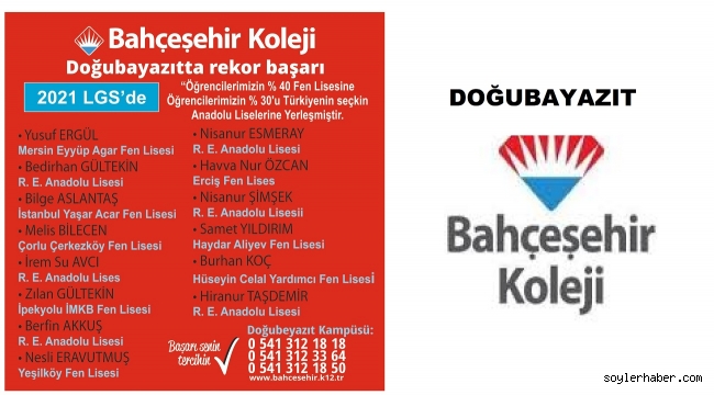 DOĞUBAYAZIT BAHÇESEHİR KOLEJİ EĞİTİM'DE REKORLARA DOYMUYOR