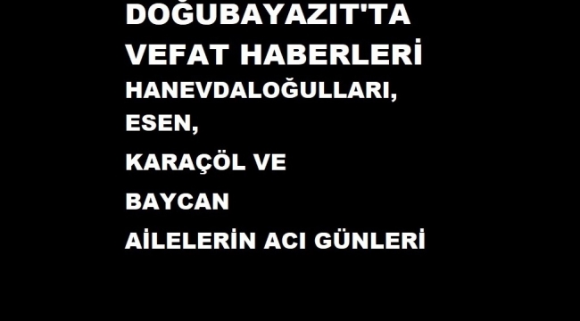 HANEVDALOĞULLARI, ESEN, KARAÇÖL VE BAYCAN AİLELERİN ACI GÜNLERİ