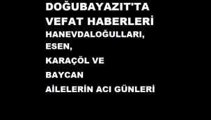 HANEVDALOĞULLARI, ESEN, KARAÇÖL VE BAYCAN AİLELERİN ACI GÜNLERİ