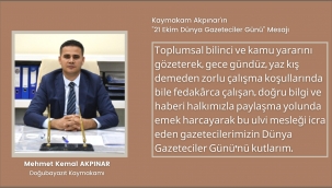 KAYMAKAM AKPINAR'IN GAZETECİLER GÜNÜ MESAJI