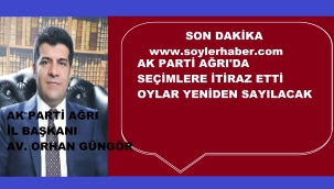 BAŞKAN GÜNGÖR AĞRI'DA SAYILAN OYLARA İTİRAZ ETTİ