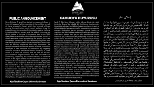 ​​​​​​​Ağrı İbrahim Çeçen Üniversitesi Senatosu'ndan İsrail'in Saldırılarına Kınama