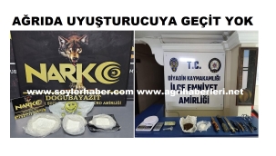 DOĞUBAYAZIT VE DİYADİN İLÇELERİNDE UYUŞTURUCU ELE GEÇİRİLDİ.