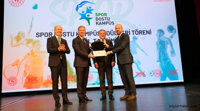 Bilal Erdoğan Tarafından AİÇÜ'ye Spor Dostu Kampüs Ünvanı Sertifakası Verildi