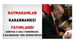 KARARNEMEDE, AĞRI'DA GÖREV YERLERİ DEĞİŞEN VALİ YARDIMCILARI VE KAYMAKAMLAR