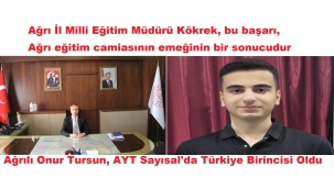 Ağrılı Onur Tursun, AYT Sayısal'da Türkiye Birincisi Oldu
