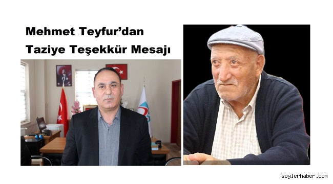 Prof. Dr. Mehmet Teyfur'dan Taziye Teşekkür Mesajı