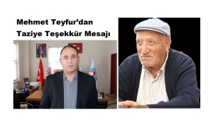 Prof. Dr. Mehmet Teyfur'dan Taziye Teşekkür Mesajı