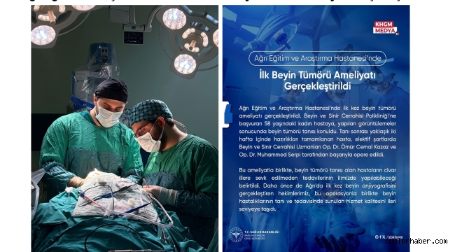 ​​​​​​​Ağrı'da Tarihi Bir İlk: Eğitim ve Araştırma Hastanesi'nde İlk Beyin Tümörü Ameliyatı Başarıyla Gerçekleştirildi