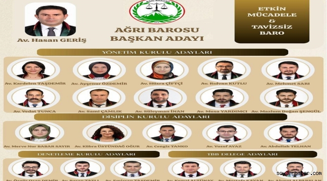Ağrı Barosu'nda Adaylık Heyecanı: Av. Hasan Geriş'ten "Ortak Akıl ve Bağımsız Savunma" Vurgusu